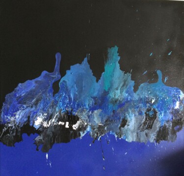 Peinture intitulée "Orage de nuit" par Siga, Œuvre d'art originale, Acrylique Monté sur Châssis en bois