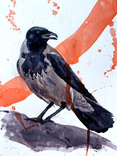 绘画 标题为“Crow 2” 由Alex Vainova, 原创艺术品, 水彩