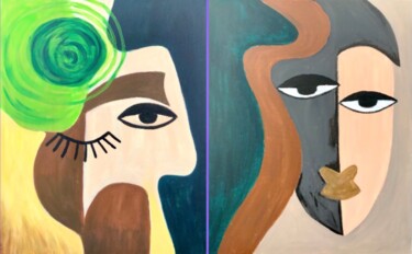 Painting titled "Две подружки" by Tanya Dulac, Original Artwork, Acrylic