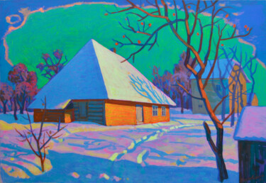 Peinture intitulée "Winter in Stupnytsi…" par Mykola Kozlovskyi, Œuvre d'art originale, Acrylique