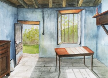 Peinture intitulée "Intérieur 1" par Mickael Thébault, Œuvre d'art originale, Aquarelle