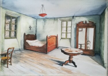 Peinture intitulée "Intérieur 2" par Mickael Thébault, Œuvre d'art originale, Aquarelle