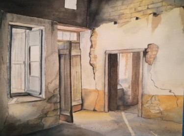 Peinture intitulée "Intérieur 3" par Mickael Thébault, Œuvre d'art originale, Aquarelle