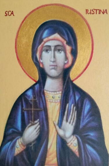 Malarstwo zatytułowany „Św. Justyna” autorstwa Janusz Klas (El Polaco), Oryginalna praca, Olej