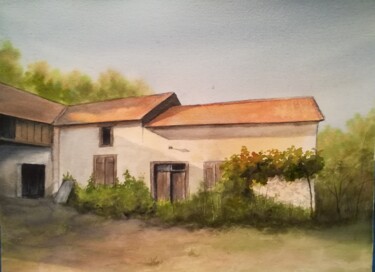 Peinture intitulée "Fermette" par Mickael Thébault, Œuvre d'art originale, Aquarelle
