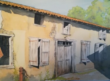 Peinture intitulée "Ferme été" par Mickael Thébault, Œuvre d'art originale, Aquarelle