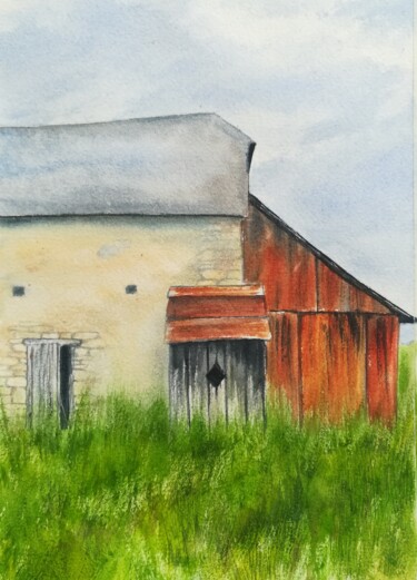 Peinture intitulée "Petit coin" par Mickael Thébault, Œuvre d'art originale, Aquarelle