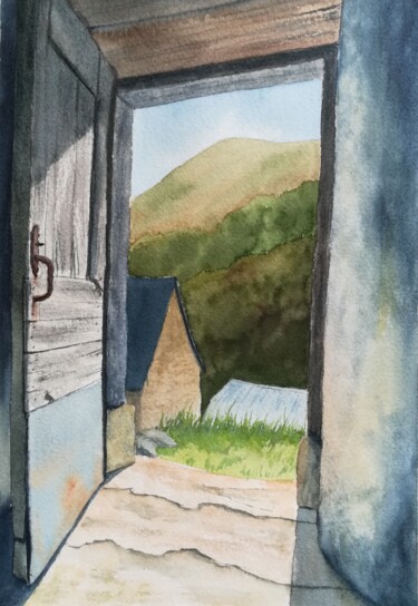 Peinture intitulée "Avec vue" par Mickael Thébault, Œuvre d'art originale, Aquarelle