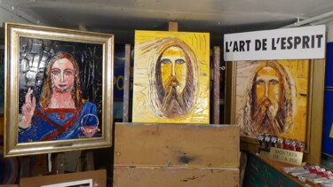Malerei mit dem Titel "christ bénissant av…" von Frederic Servian, Original-Kunstwerk, Öl