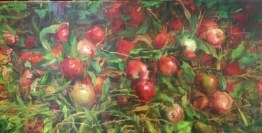 绘画 标题为“Apples in the grass” 由Elena Mashajeva-Agraphiotis, 原创艺术品, 油