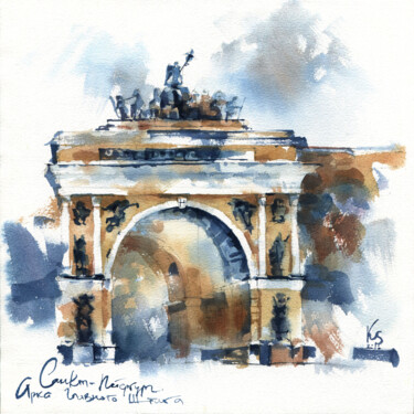 "Ensemble of Palace Square in St. Petersburg" Painting titled ""Ensemble of Palace…" by Ksenia Selianko, Original Artwork, Watercolor