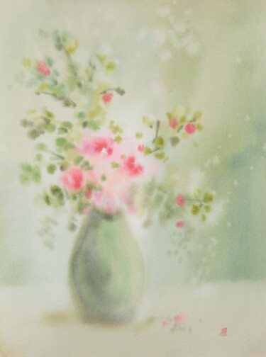 绘画 标题为“Green vase” 由Anna Hnatiuk, 原创艺术品, 水彩