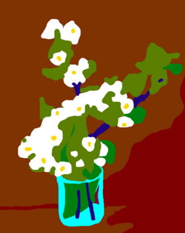 Digital Arts titled "Branche de cerisier" by Stephane Pruvot, Original Artwork, Digital Painting