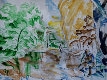 Peinture intitulée "Parc" par Marc Declercq, Œuvre d'art originale, Aquarelle