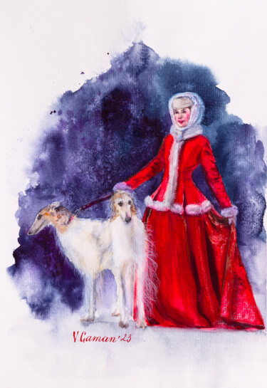 Painting titled "A beautiful girl in…" by Viktoriia Gaman, Original Artwork, Watercolor