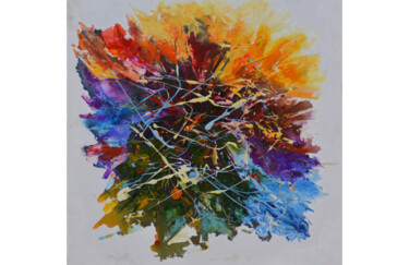 A Bouquet of Color Painting titled "A Bouquet of Color" by Malinga Kumarasinghe, Original Artwork, Acrylic Mounted on Wood Stretcher frame