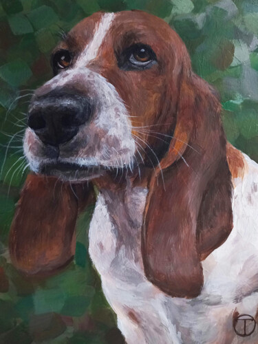 绘画 标题为“Basset Hound 2” 由Olia Tomkova, 原创艺术品, 丙烯