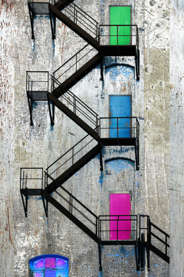 Pittura intitolato "Fire Escapes New Yo…" da Tony Rubino, Opera d'arte originale, Acrilico Montato su Telaio per barella in…
