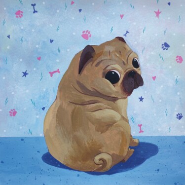 Pug 绘画 标题为“Pug” 由Eleonora Rom, 原创艺术品, 丙烯