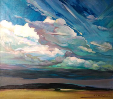 Schilderij getiteld "Clouds" door Anatoli Labkouski, Origineel Kunstwerk, Acryl Gemonteerd op Frame voor houten brancard