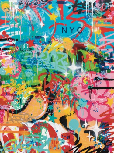 Painting titled "Frutas" by Reyes, Original Artwork, Spray paint