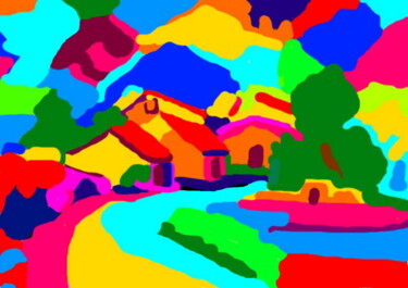 Village de Bourgogne Civry Arts numériques intitulée "Village de Bourgogn…" par Stephane Pruvot, Œuvre d'art originale, Peinture numérique