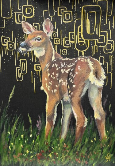 绘画 标题为“DEER IN THE FOREST…” 由Alona Vakhmistrova, 原创艺术品, 丙烯