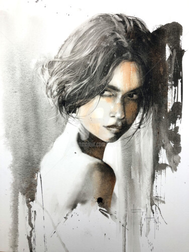 regard d'encre S Peinture intitulée "regard d'encre S" par Pascal Pihen, Œuvre d'art originale, Aquarelle