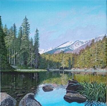 绘画 标题为“Canada Lake” 由Elena Klever, 原创艺术品, 丙烯 安装在木质担架架上