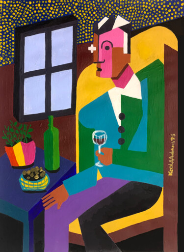 绘画 标题为“Man with a Glass of…” 由Koola Adams, 原创艺术品, 丙烯