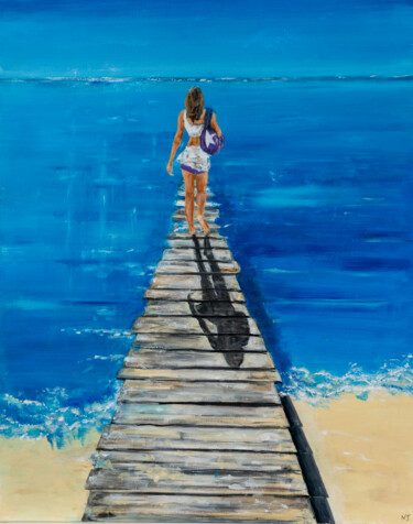 Peinture intitulée "Ponton" par Nathalie Joulin, Œuvre d'art originale, Acrylique Monté sur Châssis en bois