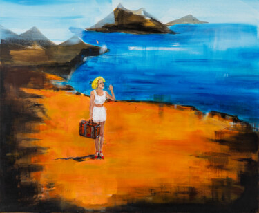 Painting titled "La fille dans le dé…" by Nathalie Joulin, Original Artwork, Acrylic Mounted on Wood Stretcher frame