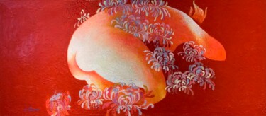 Painting titled "Dreaming in Flowers" by Shuren, Original Artwork, Oil