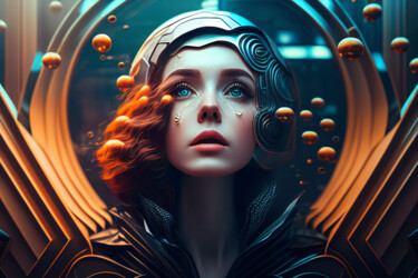 Digital Arts titled "Futuristic Girl - T…" by Andrea Tscherbner, Original Artwork, AI generated image