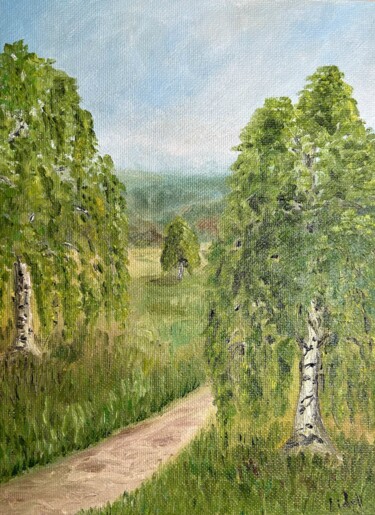 Summer landscape , beautiful birches 绘画 标题为“Summer landscape ,…” 由Lidiia Sazonova, 原创艺术品, 油