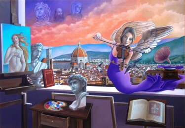 绘画 标题为“Canto angelico su F…” 由Antonio Pirozzi, 原创艺术品, 油 安装在木板上