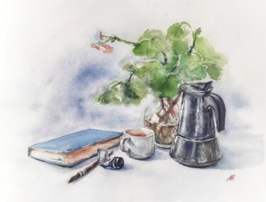 绘画 标题为“Artist's table” 由Anna Hnatiuk, 原创艺术品, 水彩