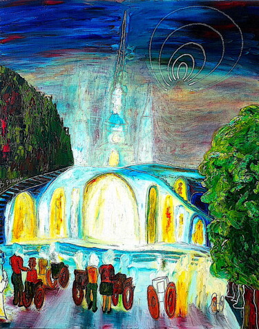 Painting titled "H119F40 Lourdes et…" by Bernard Pineau, Original Artwork, Oil