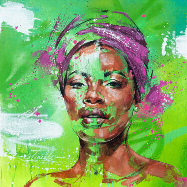 Painting titled "Abeni" by Istraille, Original Artwork, Acrylic Mounted on Wood Stretcher frame