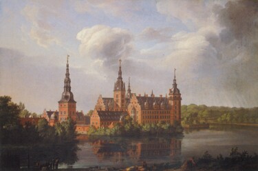 Château de Frederiksborg Peinture intitulée "Château de Frederik…" par Johan Christian Dahl, Œuvre d'art originale, Huile