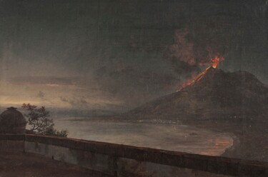 Vue sur le Vésuve depuis Quisisana Peinture intitulée "Vue sur le Vésuve d…" par Johan Christian Dahl, Œuvre d'art originale, Huile