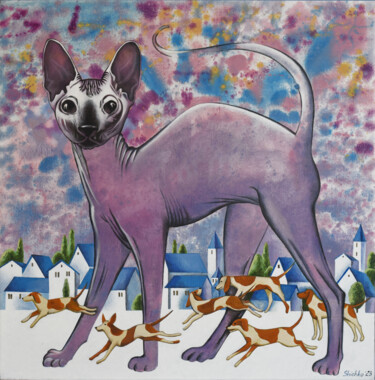 Who are cats "Who are cats" başlıklı Tablo Elena Shichko tarafından, Orijinal sanat, Petrol