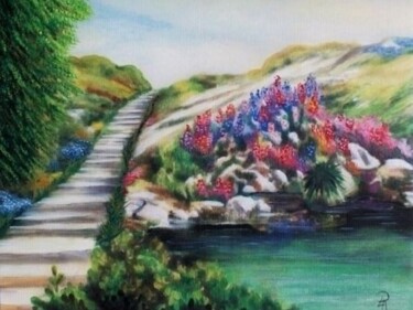 Il paesaggio incantato Painting titled "Il paesaggio incant…" by Daniela La Rovere, Original Artwork, Oil Mounted on Cardboard
