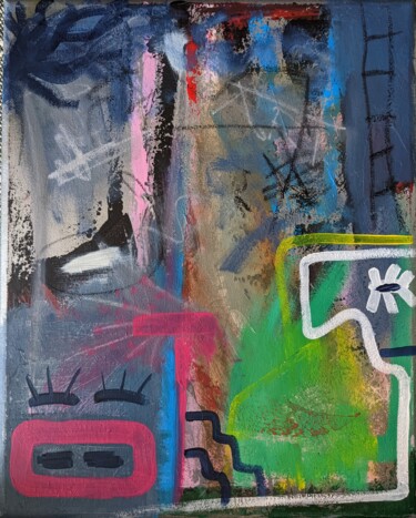 Painting titled "New York backyard p…" by Maksym Rublov, Original Artwork, Acrylic