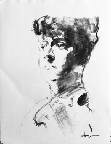 제목이 "Violoniste (étude)"인 그림 Dominique Dève로, 원작, 숯