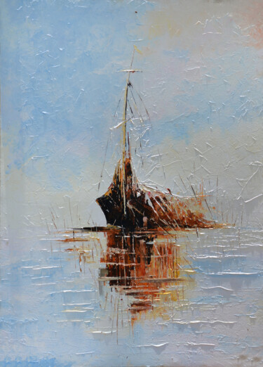 Painting titled "The Lone Explorer" by Malinga Kumarasinghe, Original Artwork, Acrylic Mounted on Wood Stretcher frame