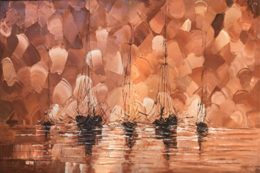 Painting titled "Pastel Sunsets by t…" by Malinga Kumarasinghe, Original Artwork, Acrylic Mounted on Wood Stretcher frame