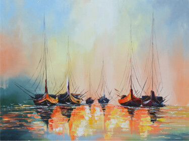 Painting titled "Anchored Together" by Malinga Kumarasinghe, Original Artwork, Acrylic Mounted on Wood Stretcher frame