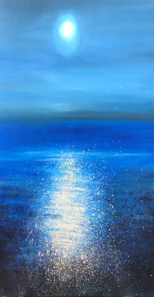 Painting titled "Chasing the Moon Li…" by Malinga Kumarasinghe, Original Artwork, Acrylic Mounted on Wood Stretcher frame