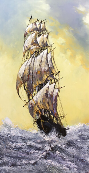 Painting titled "Set sail in to the…" by Malinga Kumarasinghe, Original Artwork, Acrylic Mounted on Wood Stretcher frame